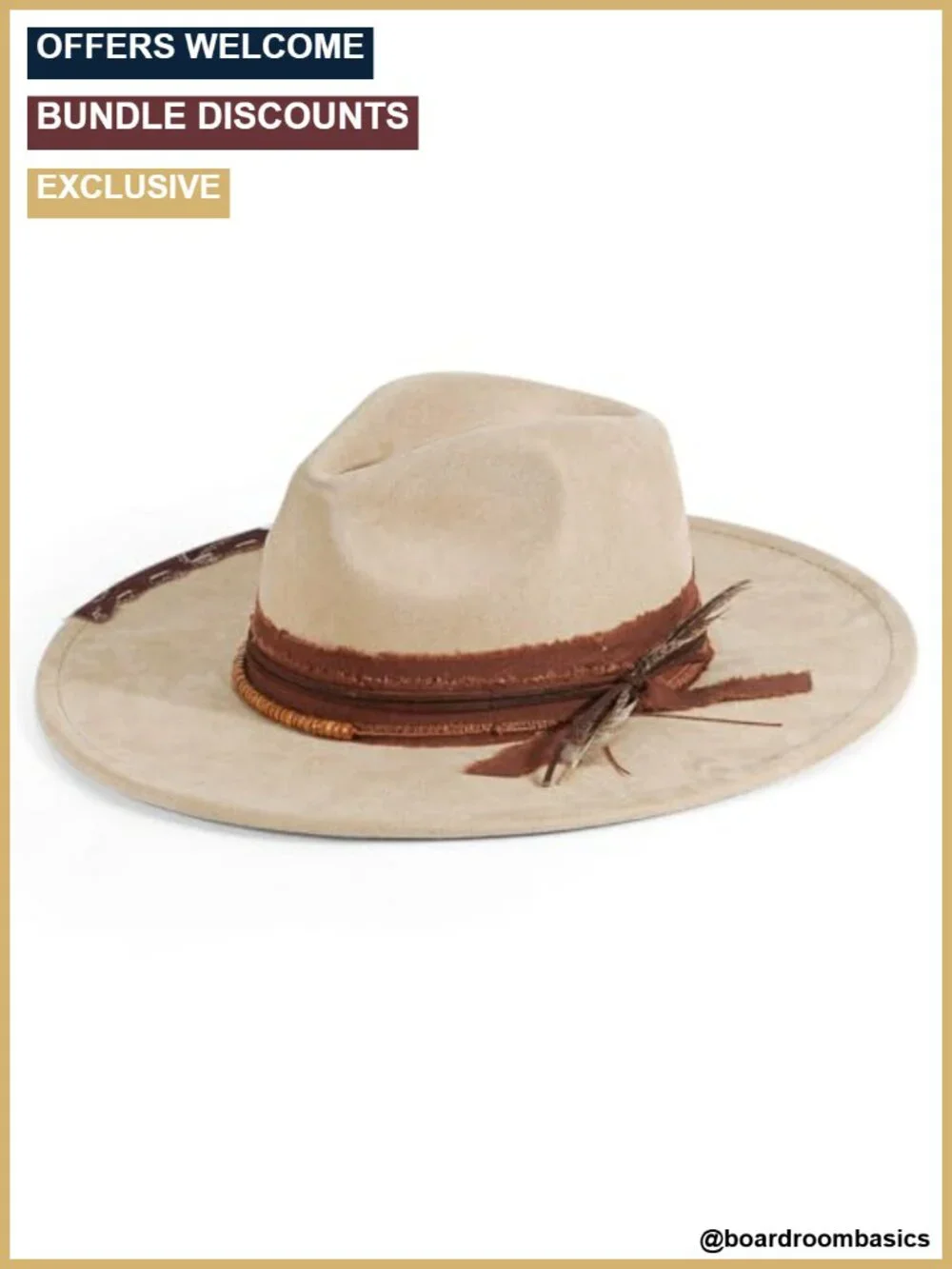 Wide Brim Western Fedora Hat Handmade Suede Unisex